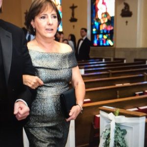 Rickie freeman for Teri Jon metallic dress size 12